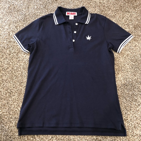 Boast Tops - NWOT Boast navy polo shirt with white trim